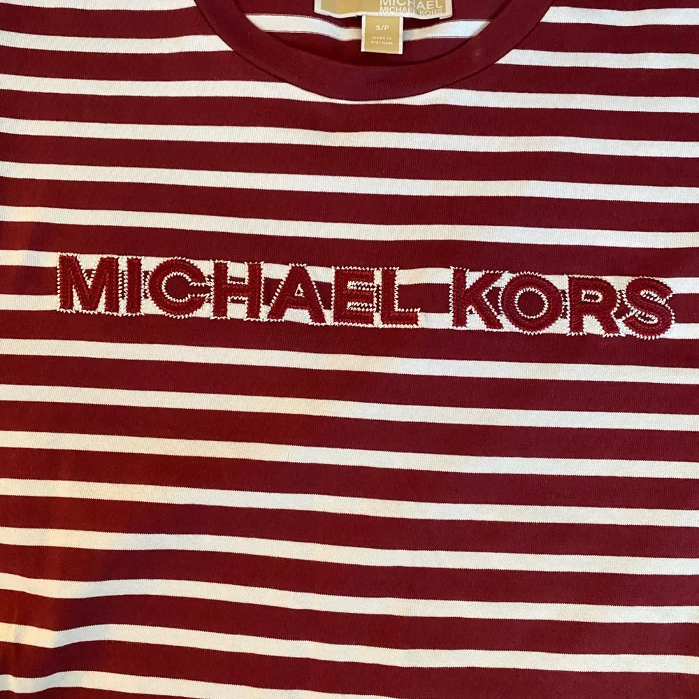Michael Kors Red and White Striped Crop Top